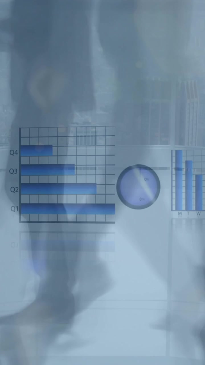 Animation af cirkeldiagram over timelapse med ben af forskellige forretningsfolk, der går på kontor