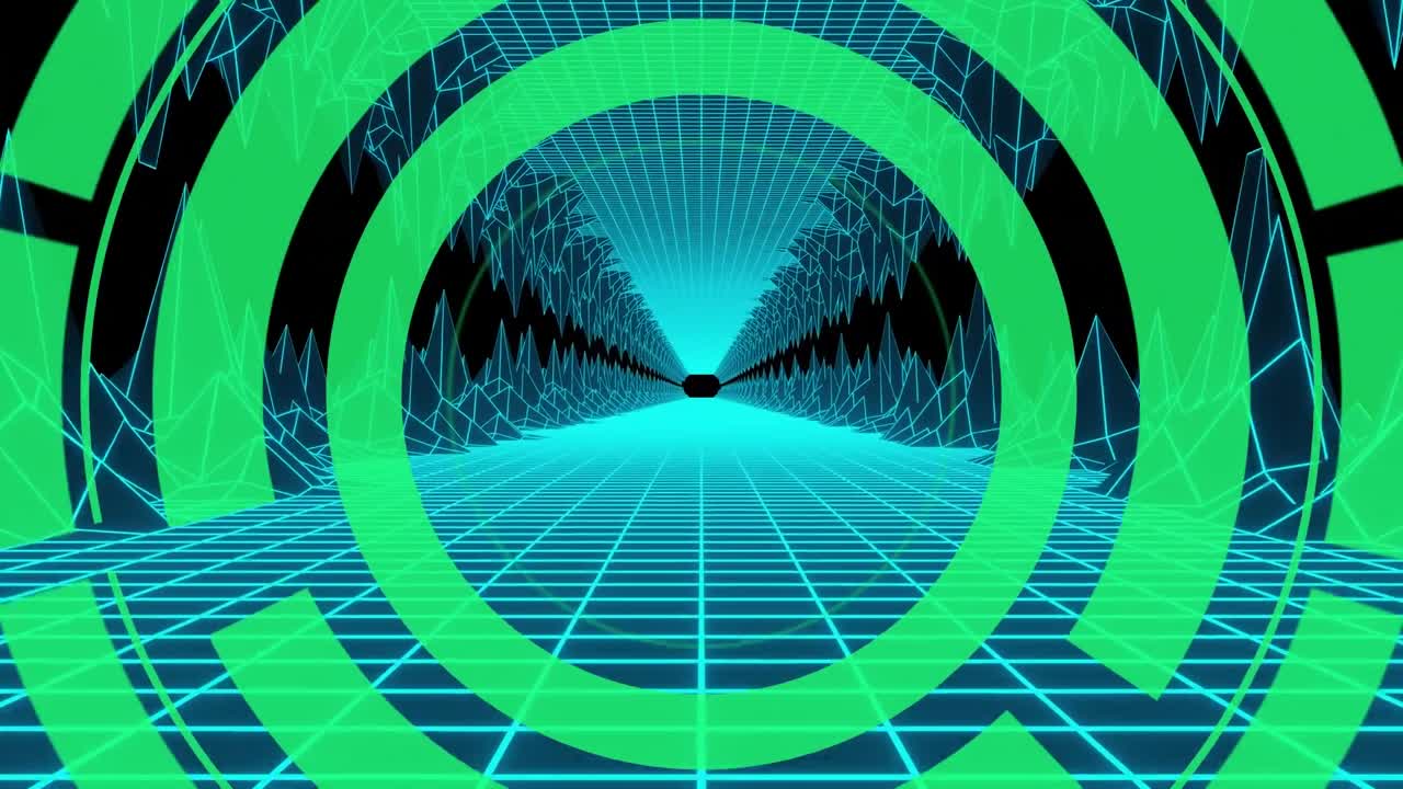 animación del escaneo del alcance sobre la pantalla de la interfaz digital del videojuego con cuadrícula