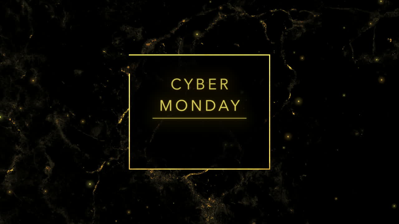 검은 대리석 질감에 골드 프레임의 사이버 월요일