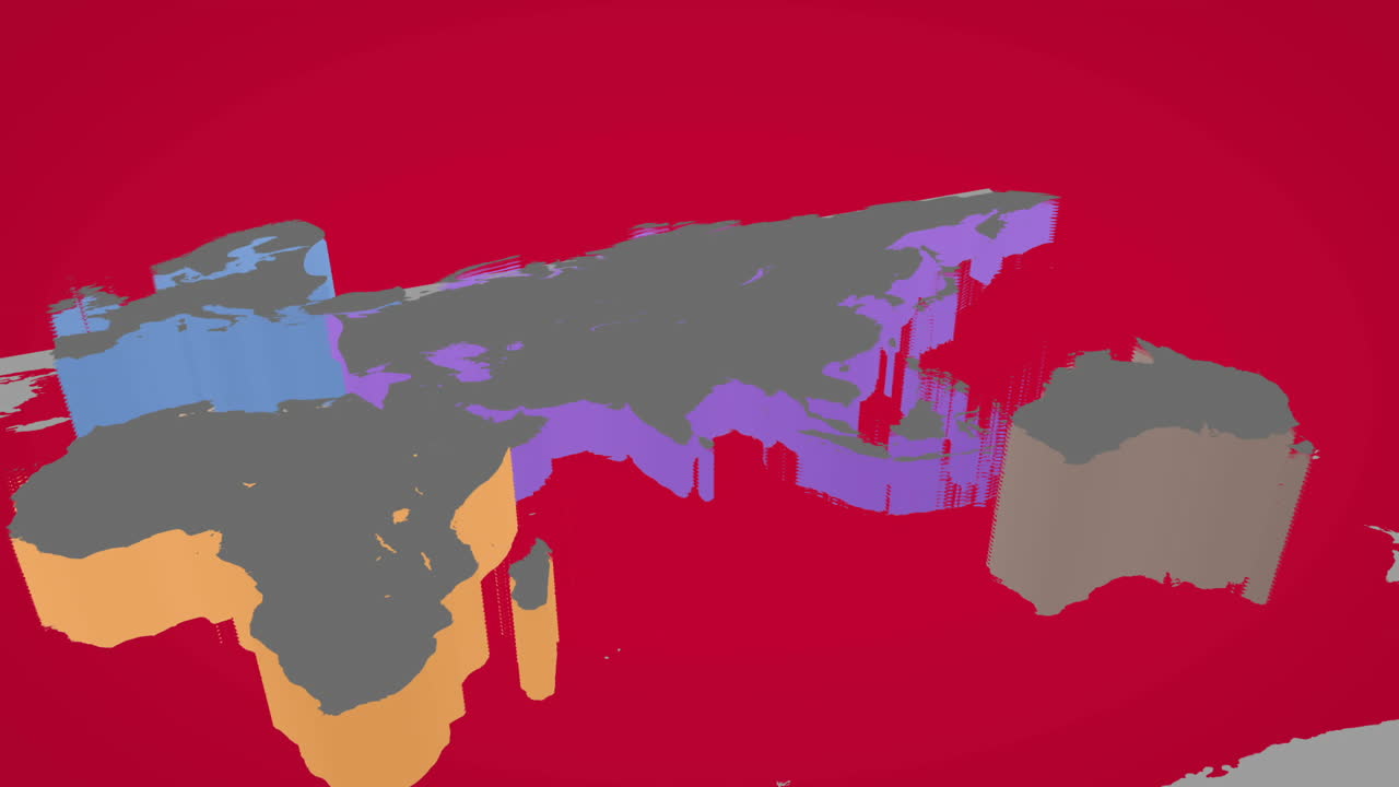 mapa del mundo en 3d sobre fondo rojo
