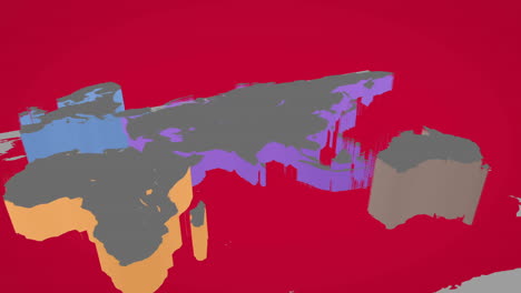 3d world map on red background