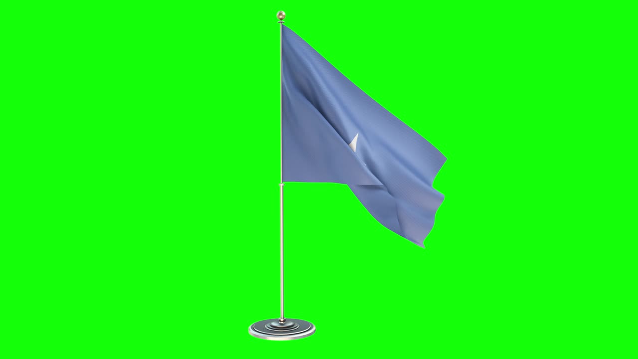 Somalia 3D Illustration Of The Waving flag On a Pole With Chroma key