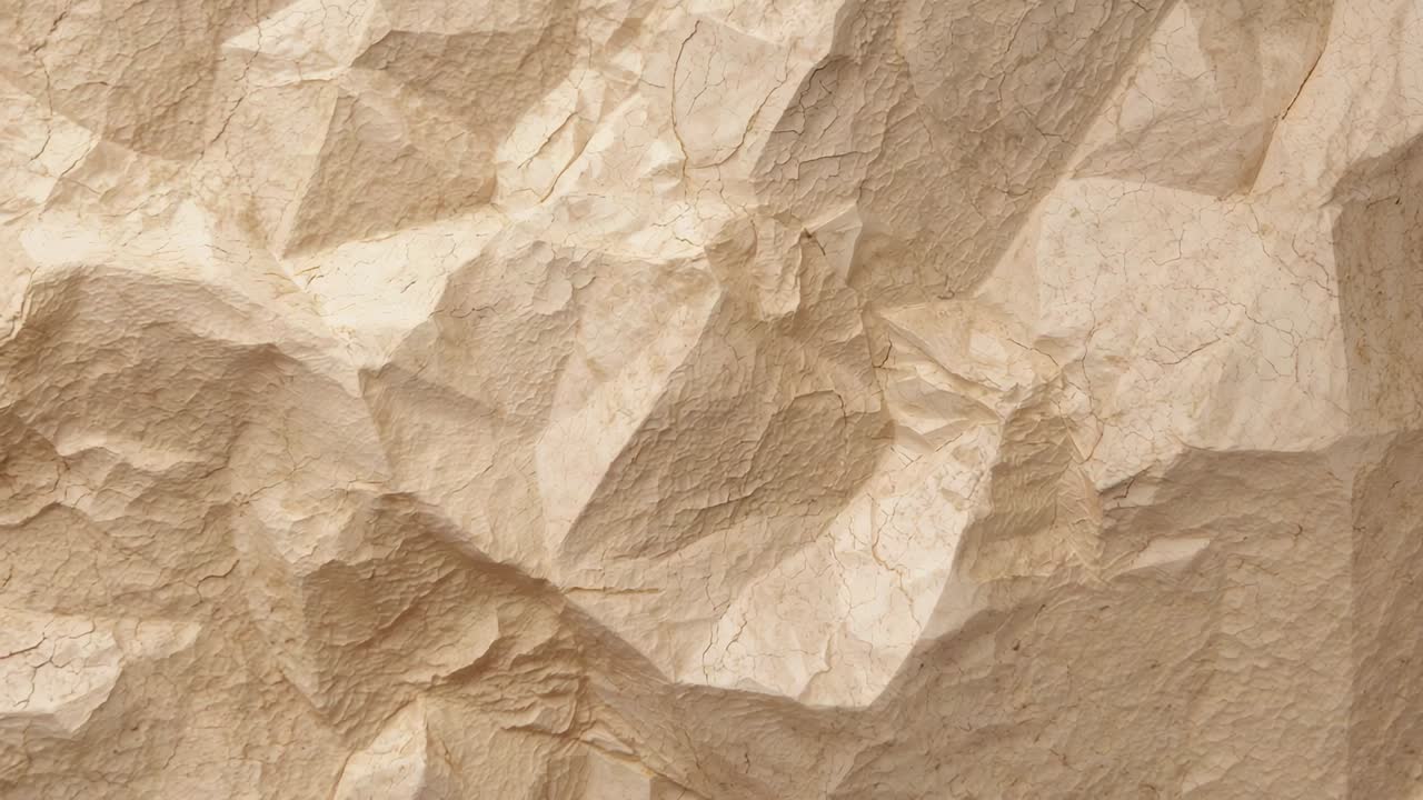 Panning camera with right pan and zoom revealing beige crumpled paper in studio showing texture