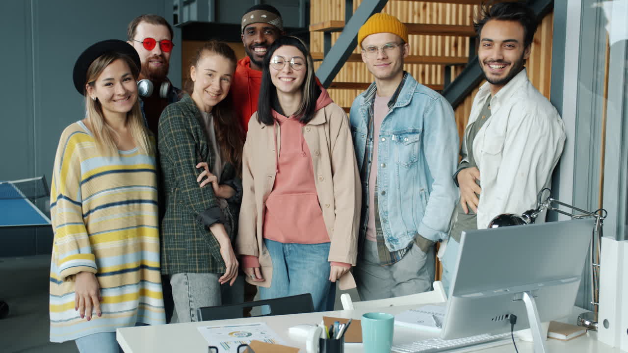 Happy Diverse Group in Modern Office Setting