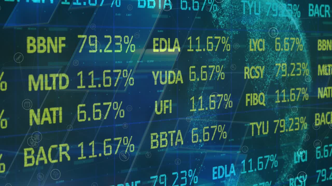 Animation of statistics and data processing over globe