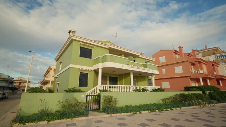 Exterior view of colorful residential houses