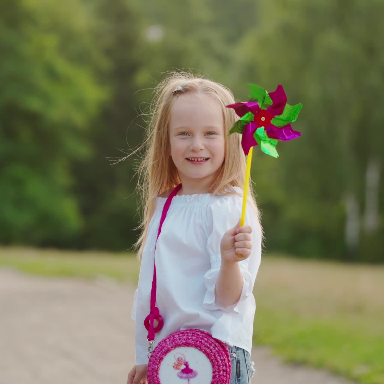 Little girl with pinwheel