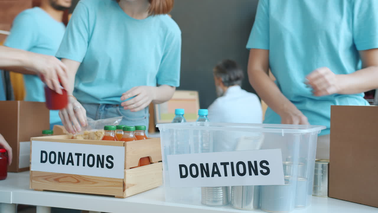Volunteers Sorting Donations