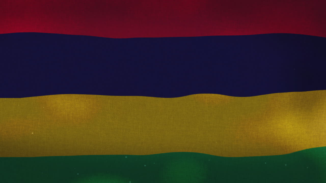 The Mauritius national waving flag