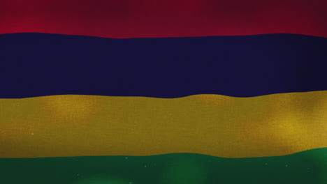 la bandera nacional de mauricio ondeando