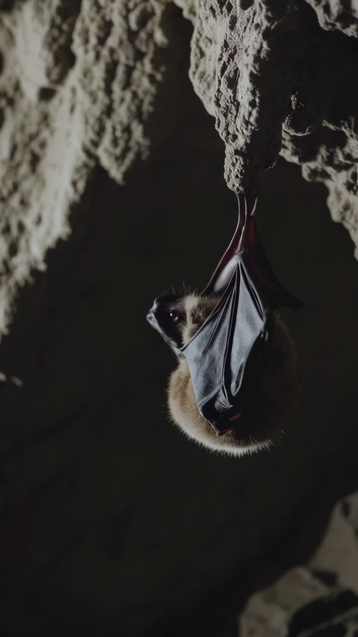 Bat Hanging in a Cave