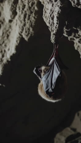 bat hanging in a cave