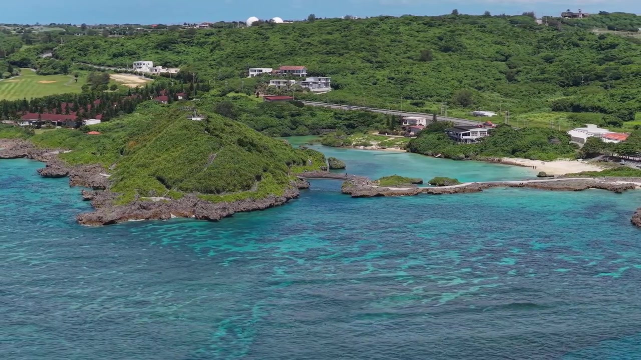 Ilmakuva Imgyaan meripuutarhasta Miyakojimassa, Okinawalla, Japanissa.
