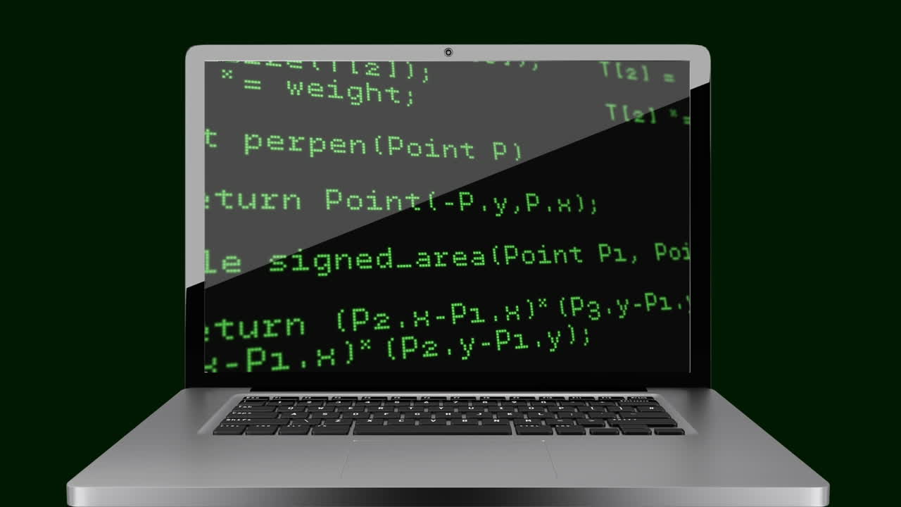 코드 라인을 보여주는 노트북 화면