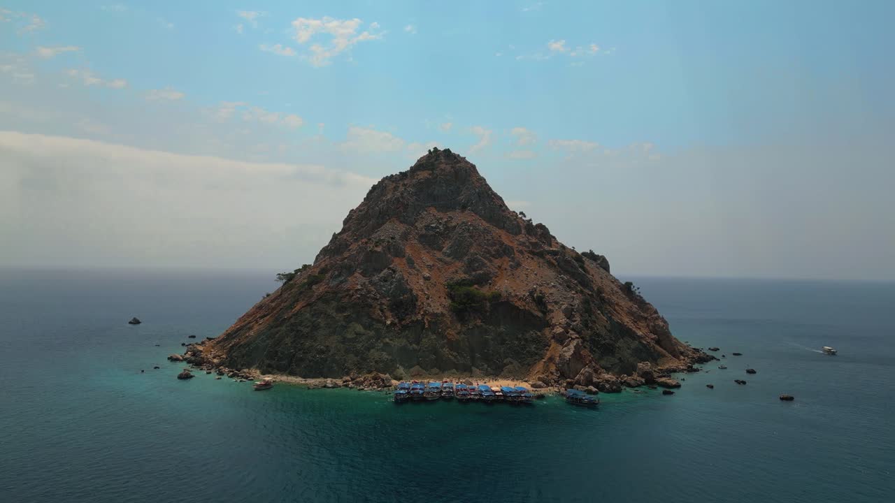 Stunning aerial footage captured by drone showcasing the crystal-clear turquoise waters and white sand beaches of Suluada Island - 4K Cinematic Drone Footage - Suluada - Turkey_05