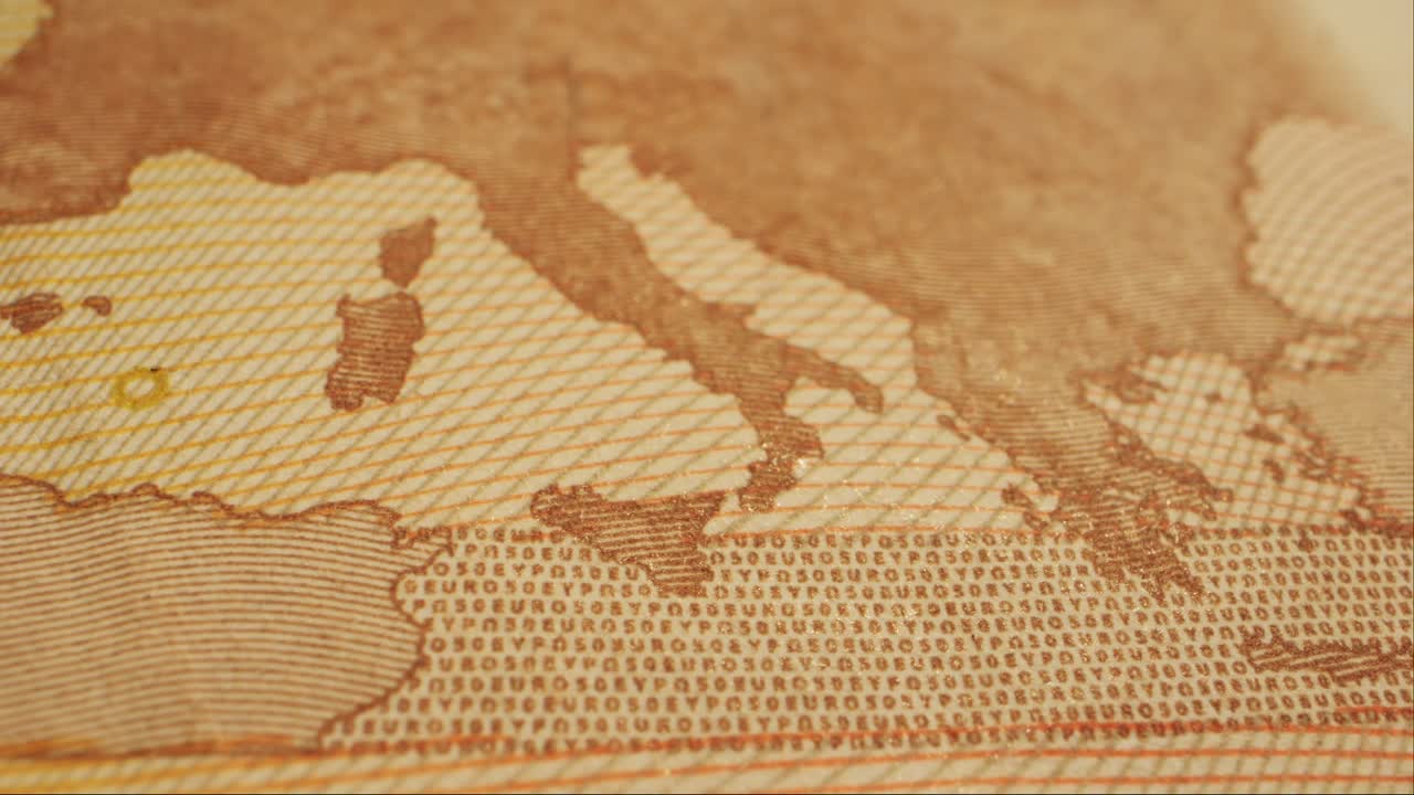 Fifty euro banknotes close-up. European currency EUR, EU Central Bank. 50 euro money macro. Economy, financial and banking concept in European union.