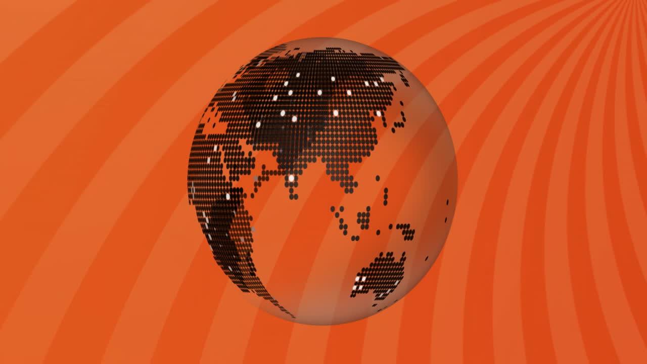 animación de un globo giratorio sobre un fondo rojo