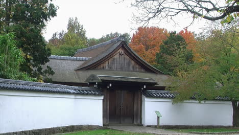 entrance to japanese house and garden in autumn