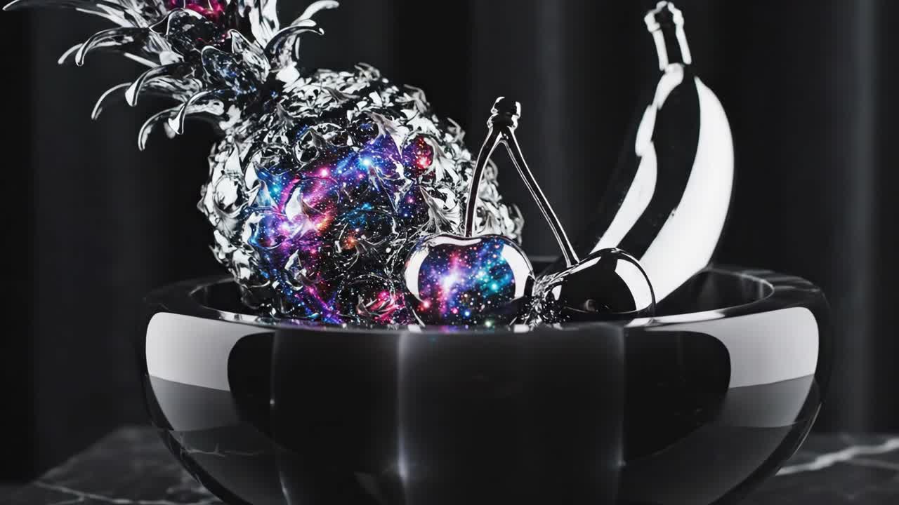 Metallic Fruit Bowl with Galaxy Design