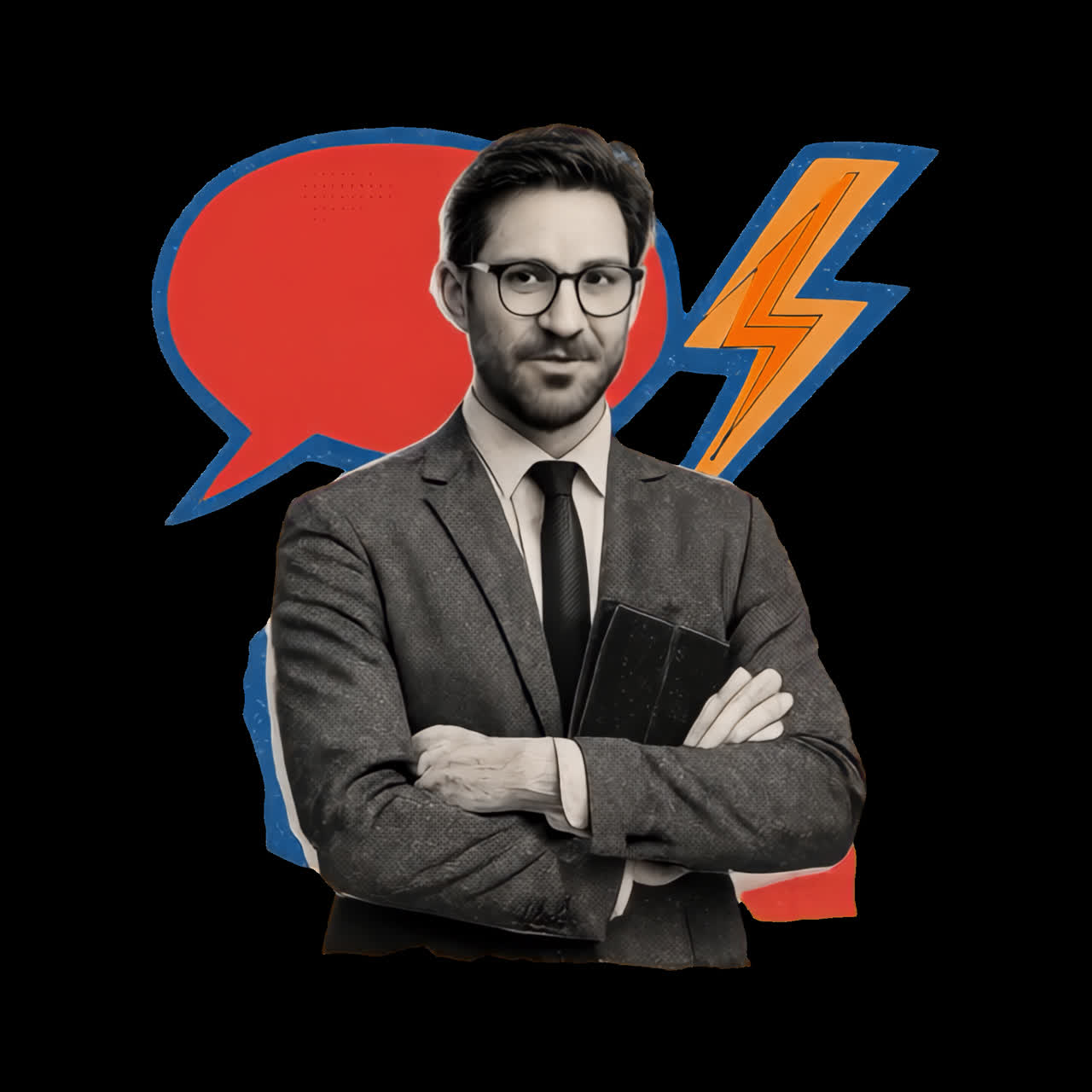 Professional confident creative illustration animation isolated asset, transparent 4K video, alpha