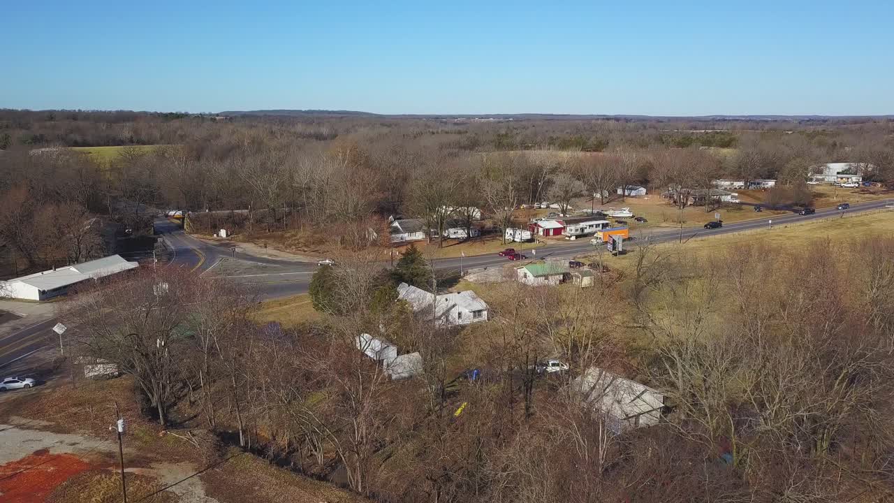 Aerial approach to intersection connecting Northwest Arkansas to Missouri