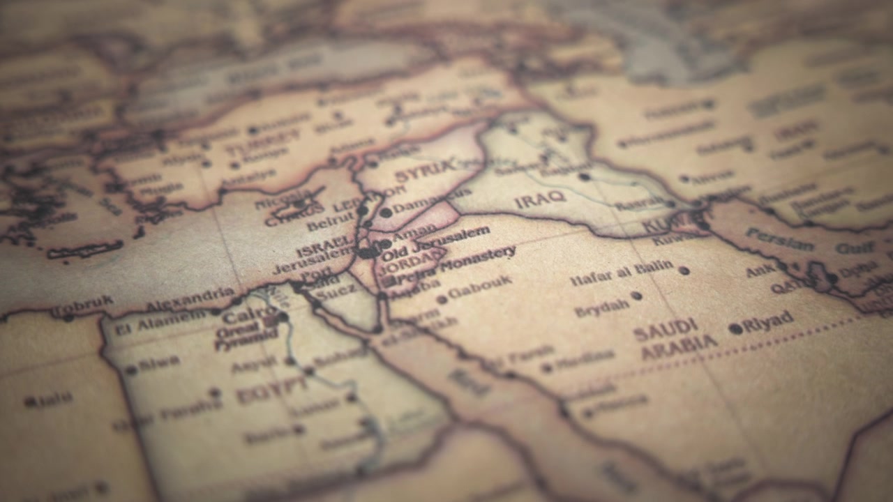 Medio Oriente su una mappa politica vintage