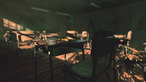 empty classroom with sunbeams