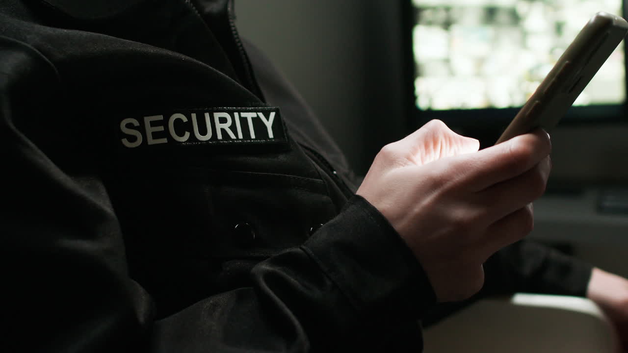 Safety guard working in a room