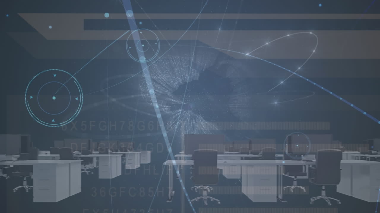 데이터 처리 및 전 세계 사무실의 애니메이션