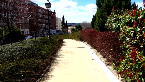 the avenue in the park, spring. madrid, spain.