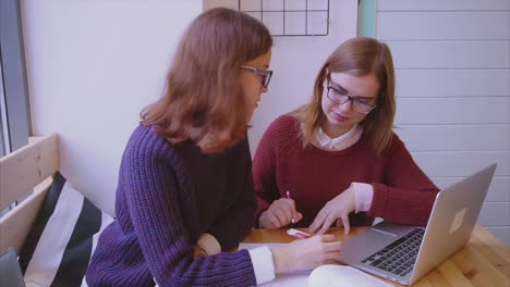 dos amigos estudiando juntos en un café