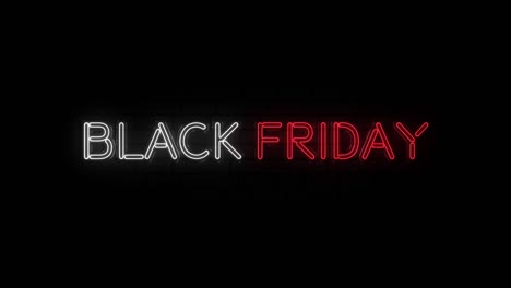 el texto de neón de black friday en fondo negro. banner de venta. 4k