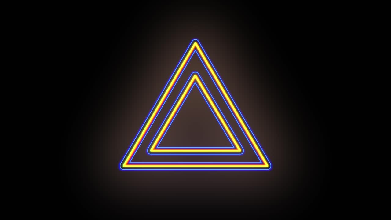 triángulos abstractos de neón amarillo y azul