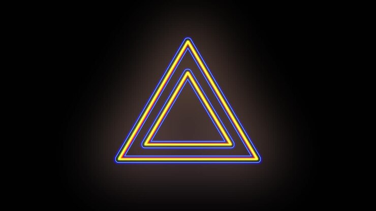 Triangoli astratti neon gialli e blu