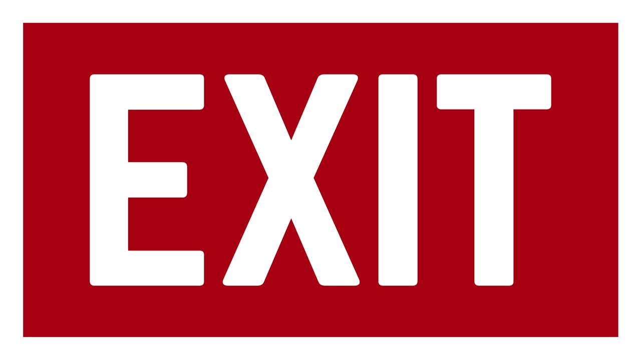 Red Exit icon sign flashing animation loop