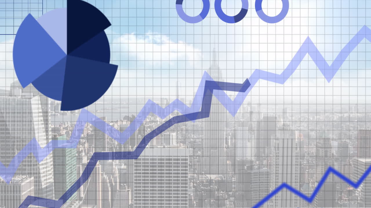 都市における金融データ処理のアニメーション