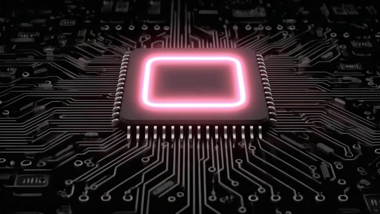 A Modern Microprocessor Surrounded by Intricate Circuitry Showcasing Technological Advancement in Electronics and Computing Power