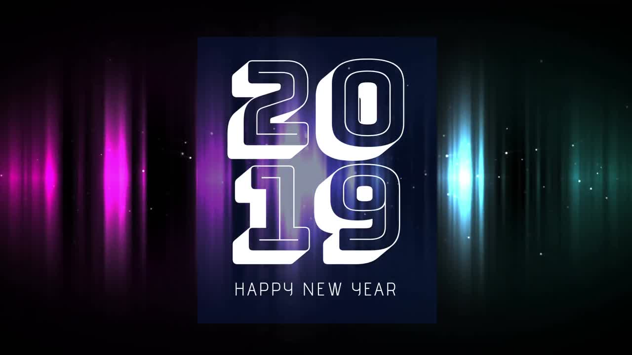 luces coloridas contra 2019 feliz año nuevo signo 4k