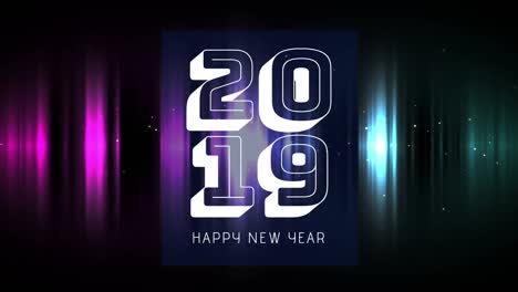 colorful lights against 2019 happy new year sign 4k