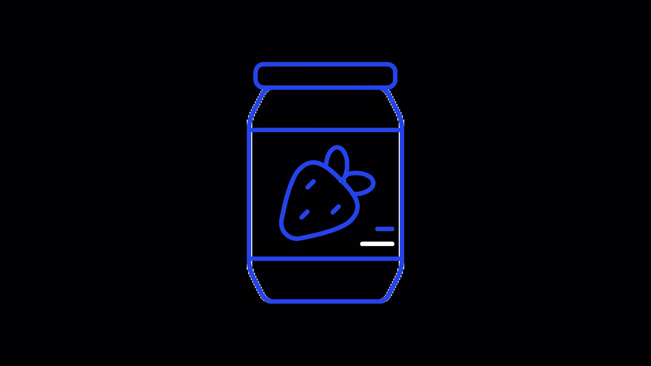 Blue Outline Animation of a Strawberry Jam Jar Icon