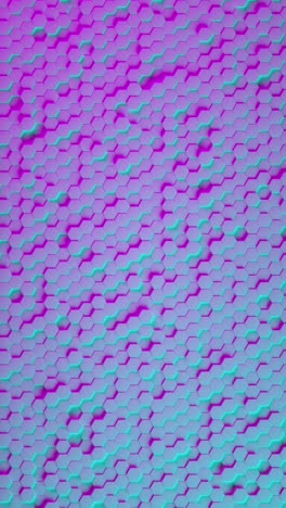 hexagon geometric pattern as abstract background with neon light. 3d animation loop vertical