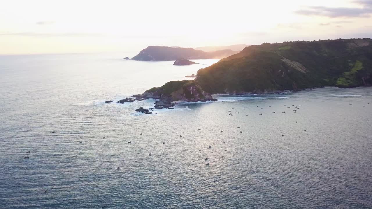 인도네시아 롬복 해안 공중 선셋