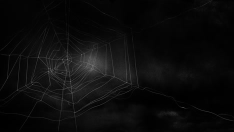 Animación-De-Tela-De-Araña-Sobre-El-Cielo-Tormentoso-Y-Oscuro-De-Halloween.