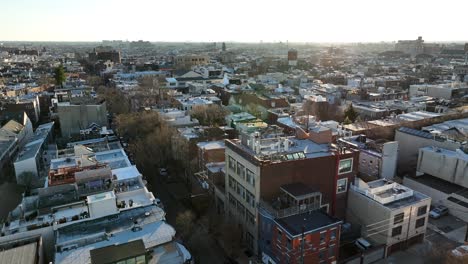 urban american city in winter scene