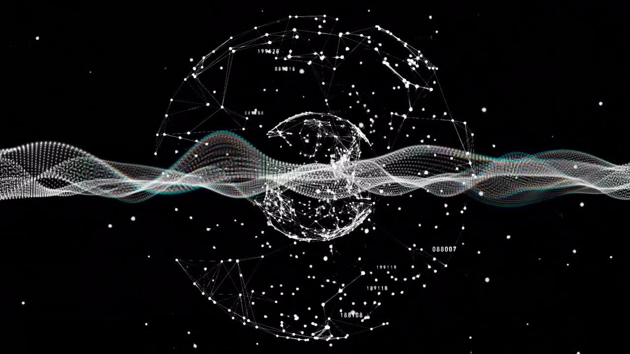 Animation of globe with connections and data processing