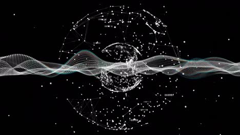 animation of globe with connections and data processing