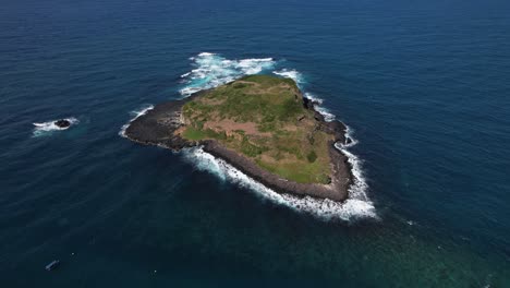 aerial shot of cook island in new south wales in australia