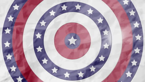 american flag with turning white stars with white, blue and red circles