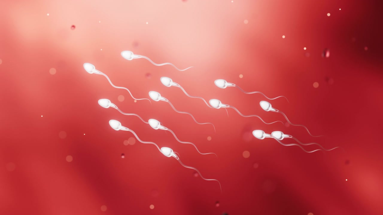 Human sperm cells with fertility concept, 3d rendering.
