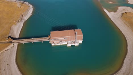 Bird's-eye-view-revealing-hydroelectric-power-plant-in-southern-New-Zealand